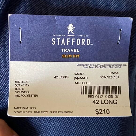 NWT Stafford Wool Blue Blazer Size 42L - Picture 9 of 10